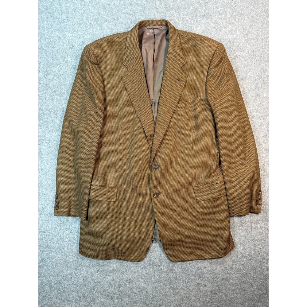 Vintage Hickey-Freeman Collection Perlis Brown Micro Pattern Blazer Sport Coat